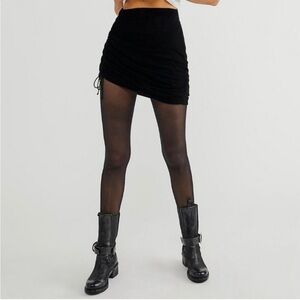 NWT Free People Vivienne Black Velvet Mini Skirt 8